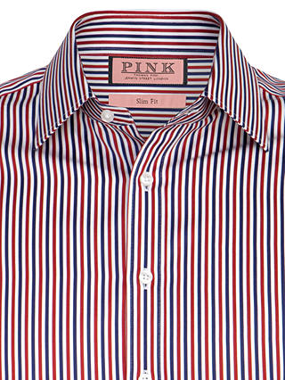 Thomas Pink Pendock Stripe Shirt, White/Red/Blue