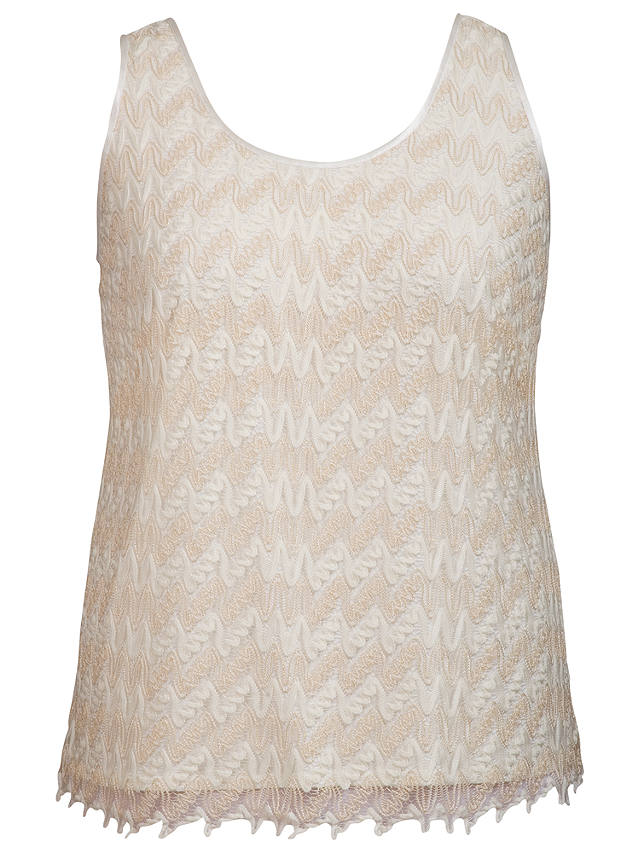 Chesca Satin Trim Lace Camisole Top, Gold at John Lewis & Partners