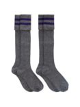 School Boys' Knee Length Socks, Pack of 2, Grey/Purple