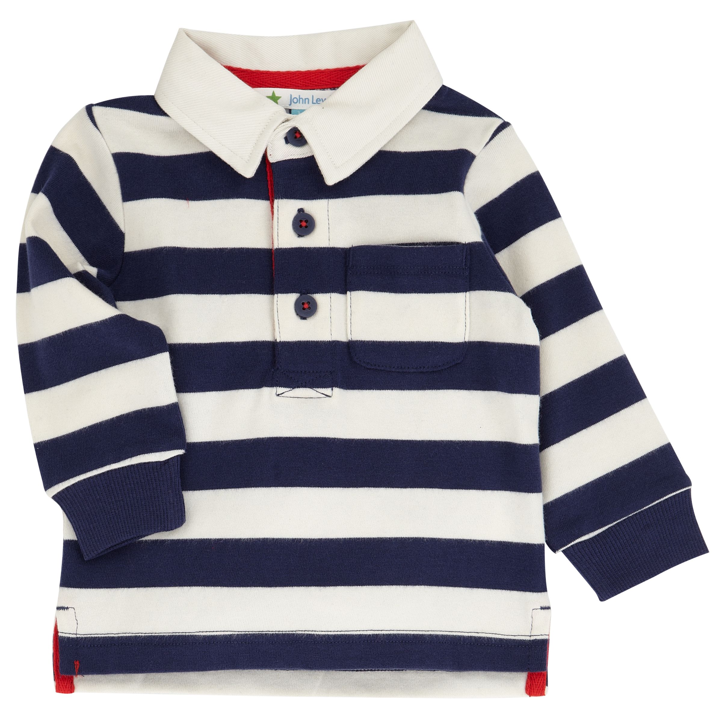 John Lewis & Partners Baby Rugby Top, Navy/White