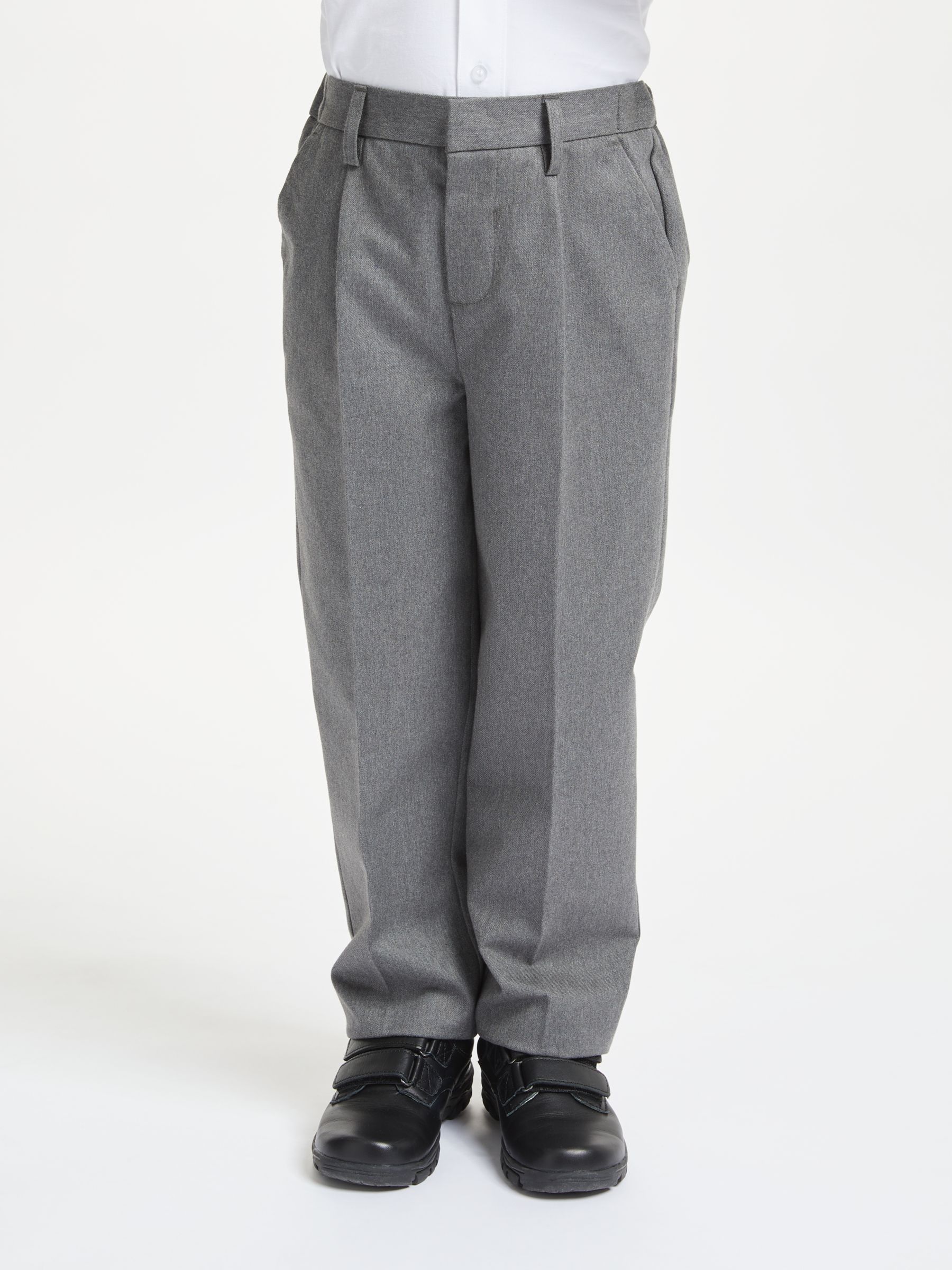 John Lewis & Partners Boys' Pure Cotton Adjustable Waist Straight Leg School Trousers
