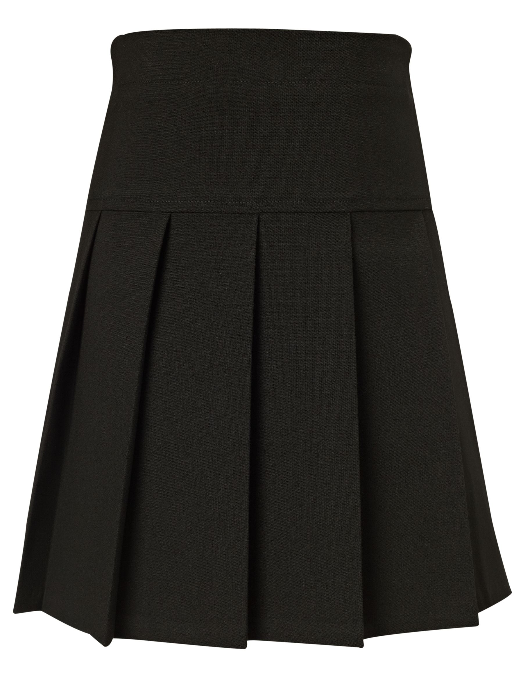 Buy John Lewis Girls' Adjustable Waist Panel Pleat School Skirt, Black ...