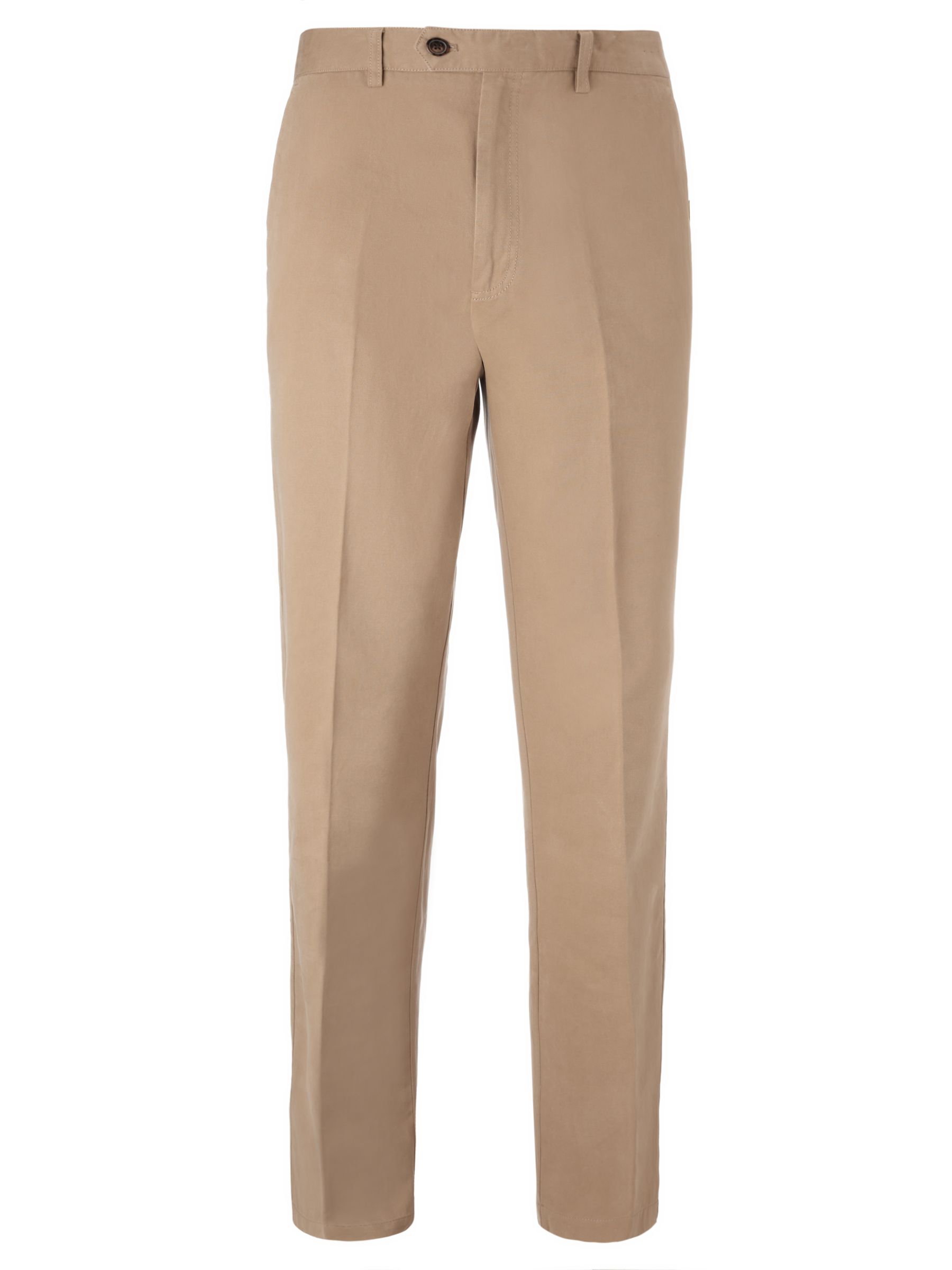 John Lewis & Partners Wrinkle Free Flat Front Trousers, Stone, 42R