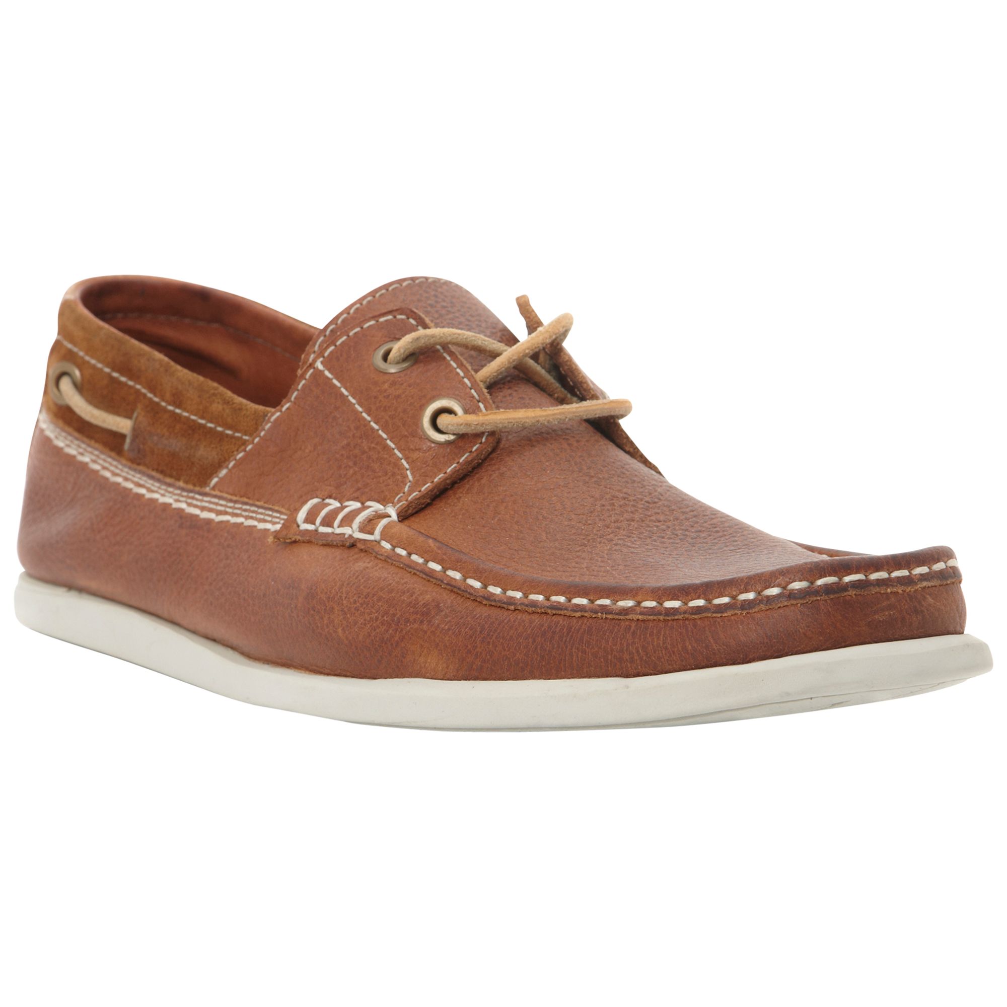 Dune Barracuda Square Toe Leather Boat Shoes