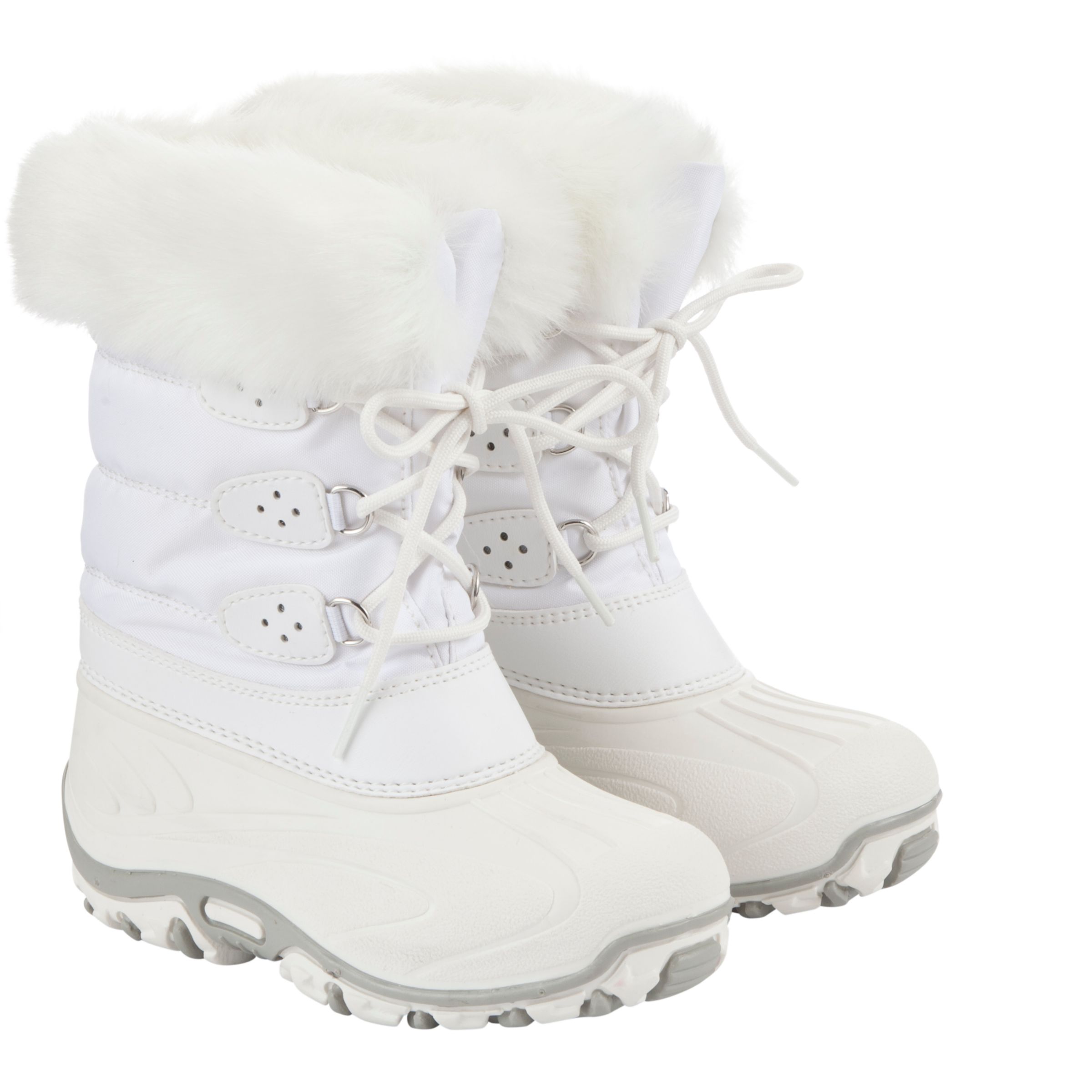 white snow boots with fur