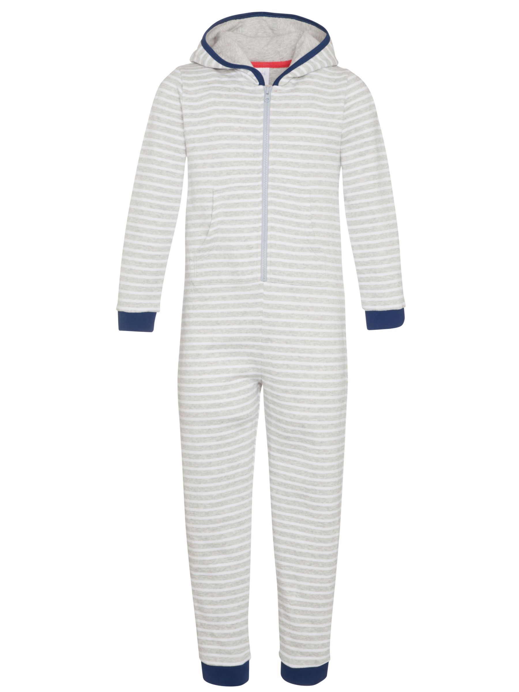 John Lewis Boy Striped Onesie, Grey at John Lewis & Partners