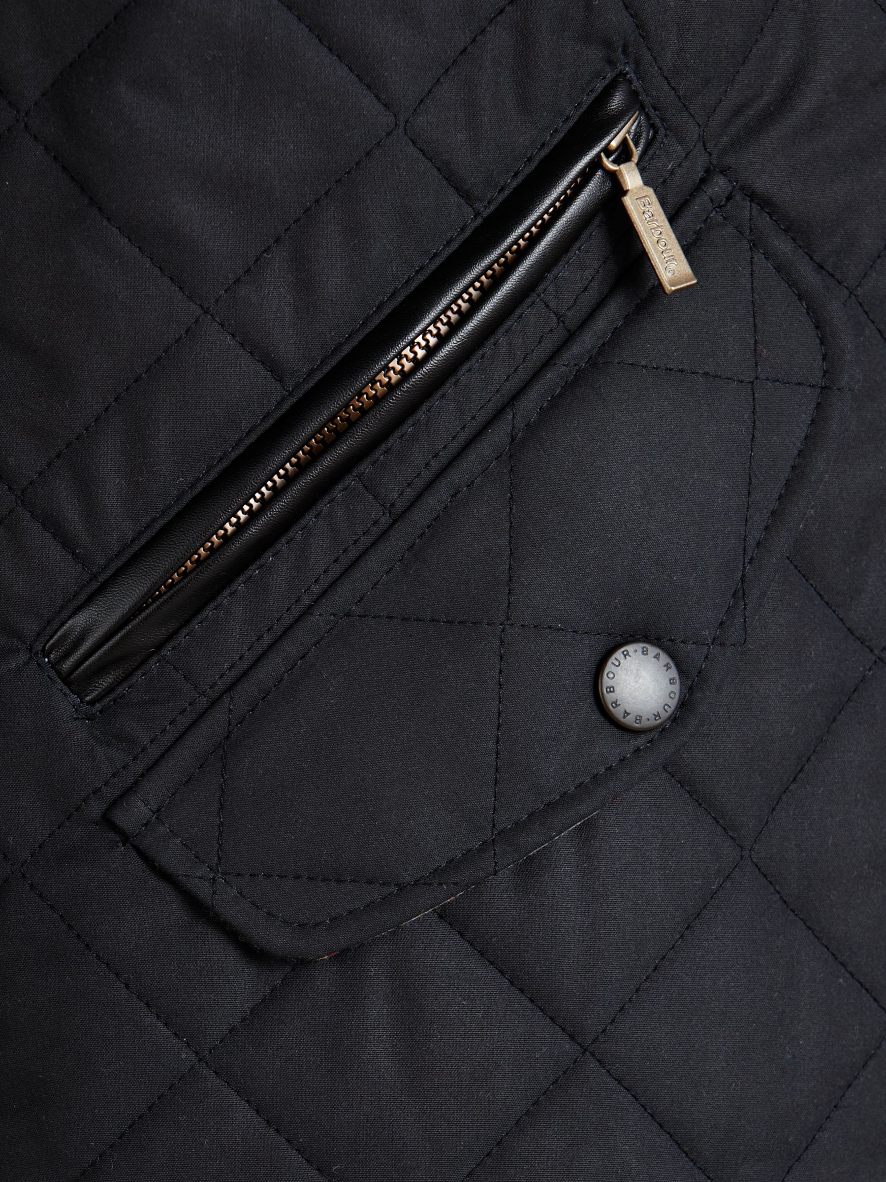 barbour waxed quilted funnel neck jacket