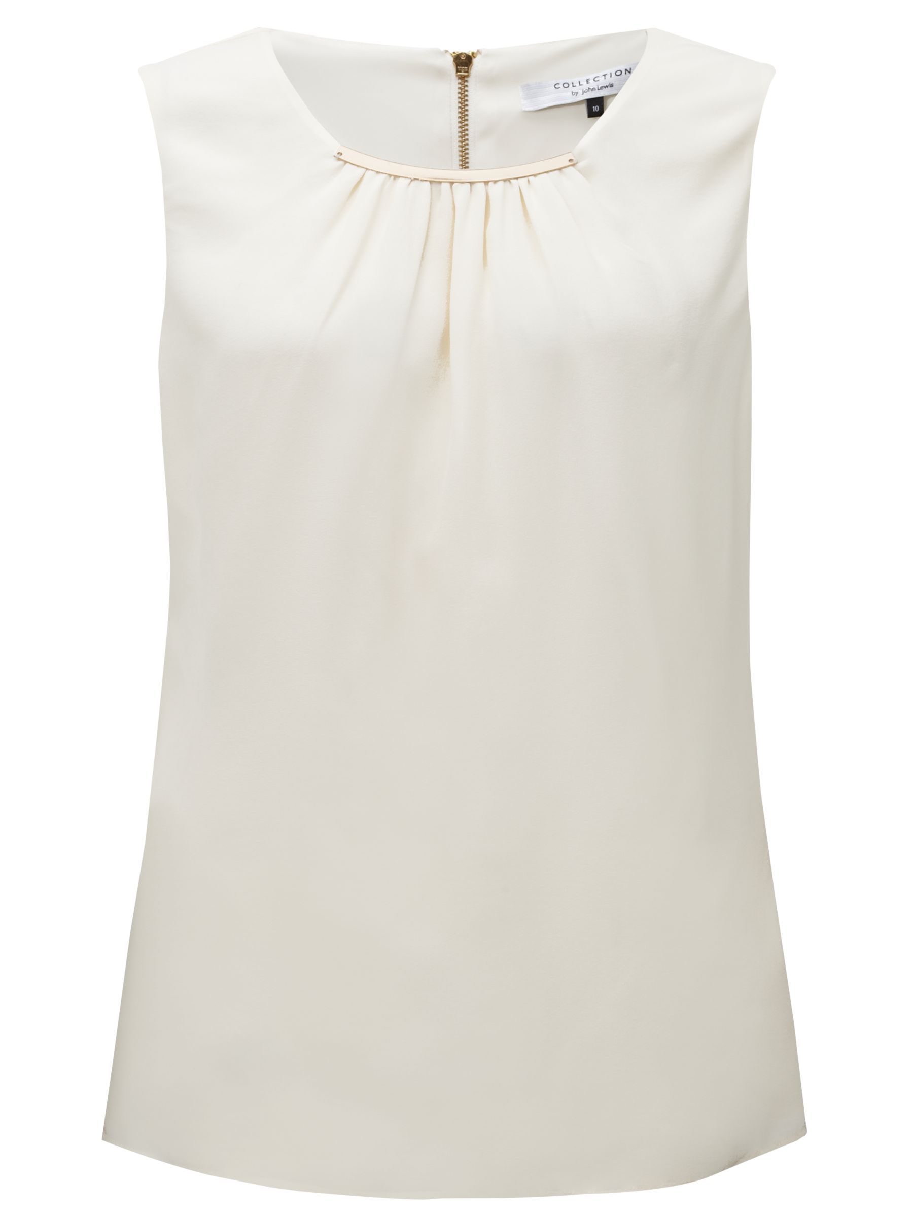 COLLECTION by John Lewis Juliet Metal Trim Silk Blouse, Ivory