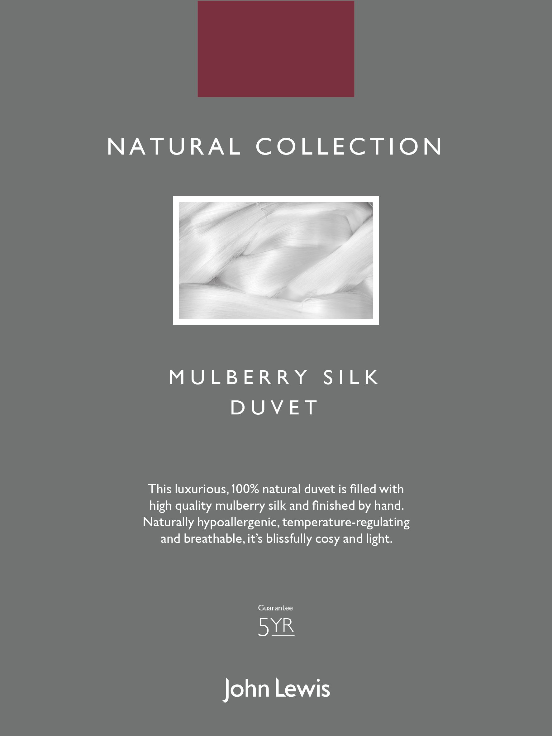 John Lewis Partners Natural Collection Mulberry Silk Duvet 6 7
