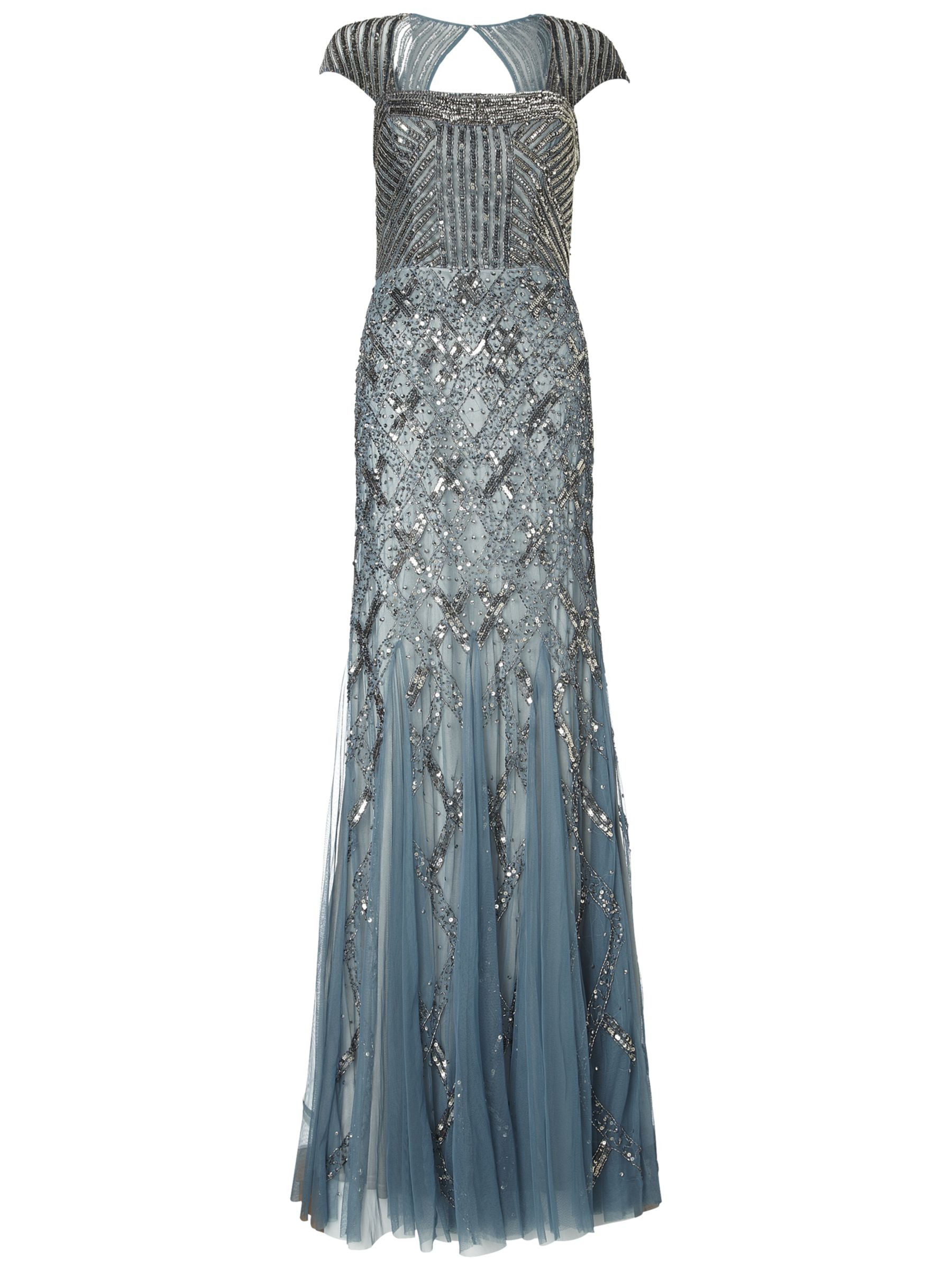 Adrianna Papell Beaded Dress, Slate at John Lewis & Partners