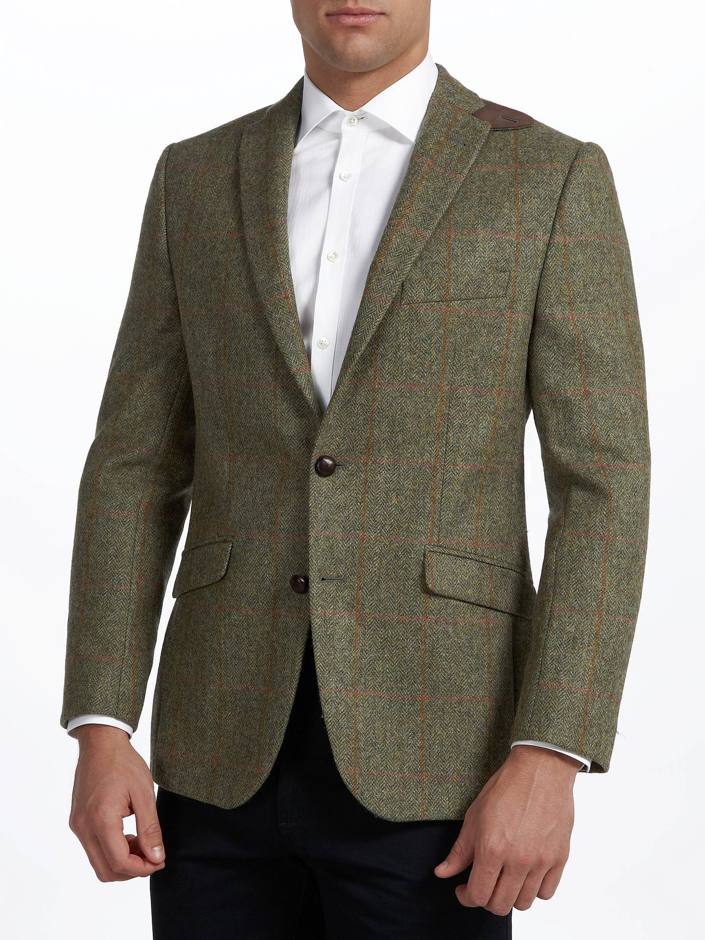 Barbour Wool Tweed Elbow Patch Jacket, Olive at John Lewis & Partners