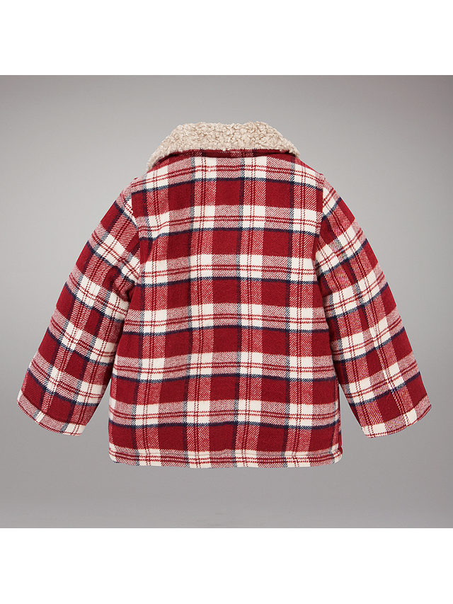 John Lewis & Partners Baby Checked Lumberjack Jacket, Red, 3-6 months