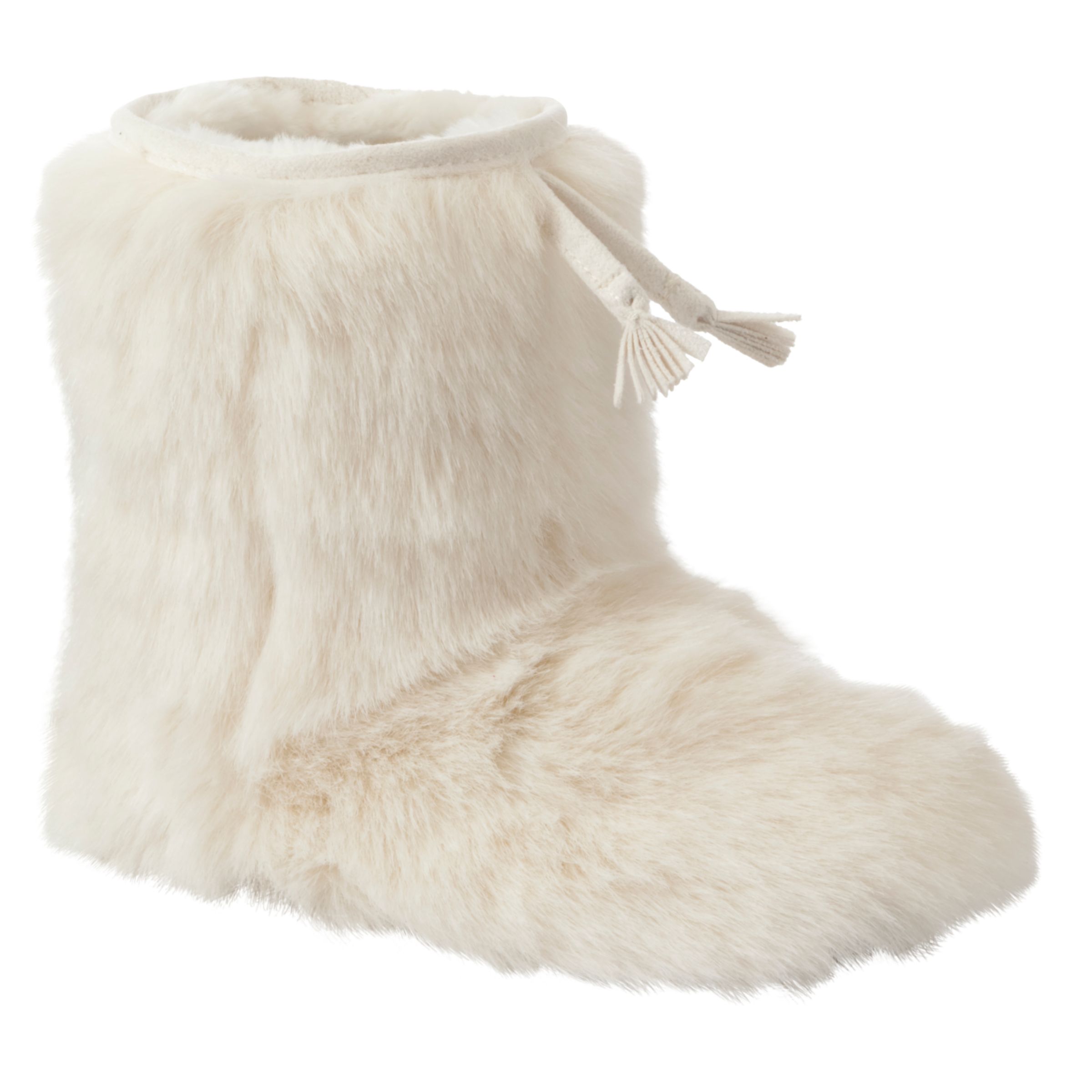 John Lewis Furry Slipper Boots, White 