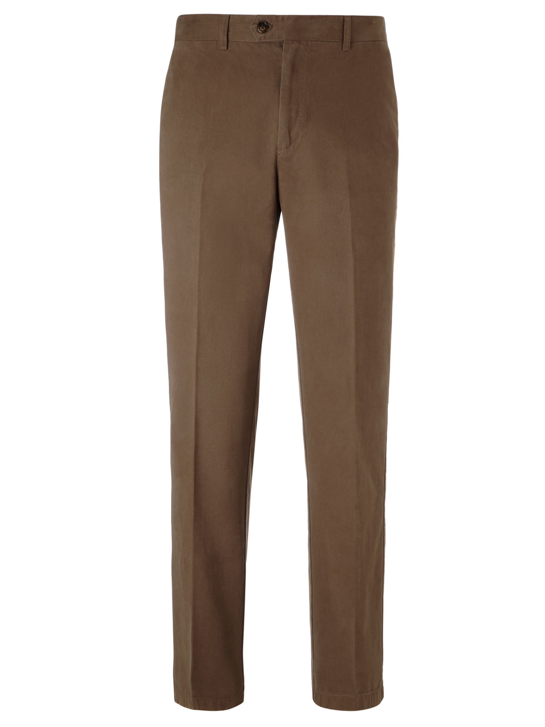 John Lewis & Partners Wrinkle Free Flat Front Trousers, Taupe, 34L