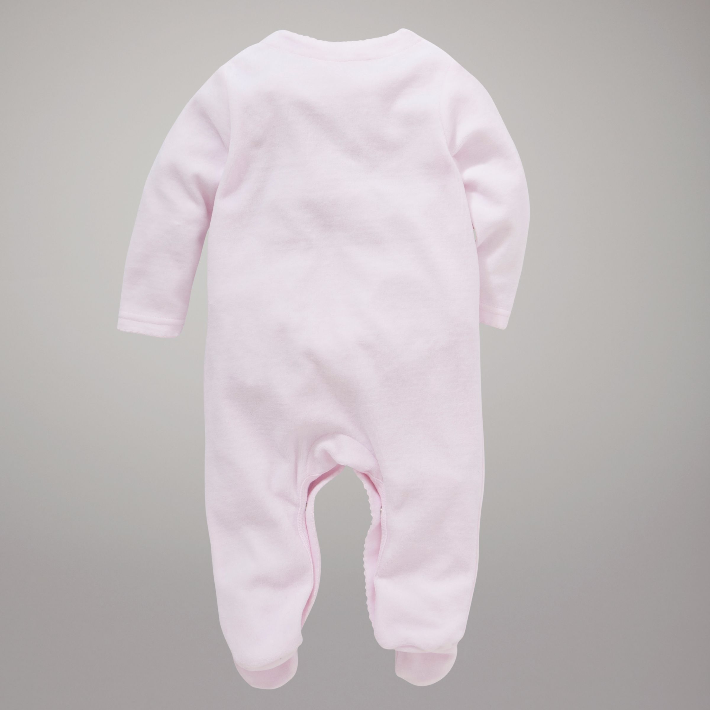 John Lewis & Partners Baby Bunny Velour Sleepsuit, Pink