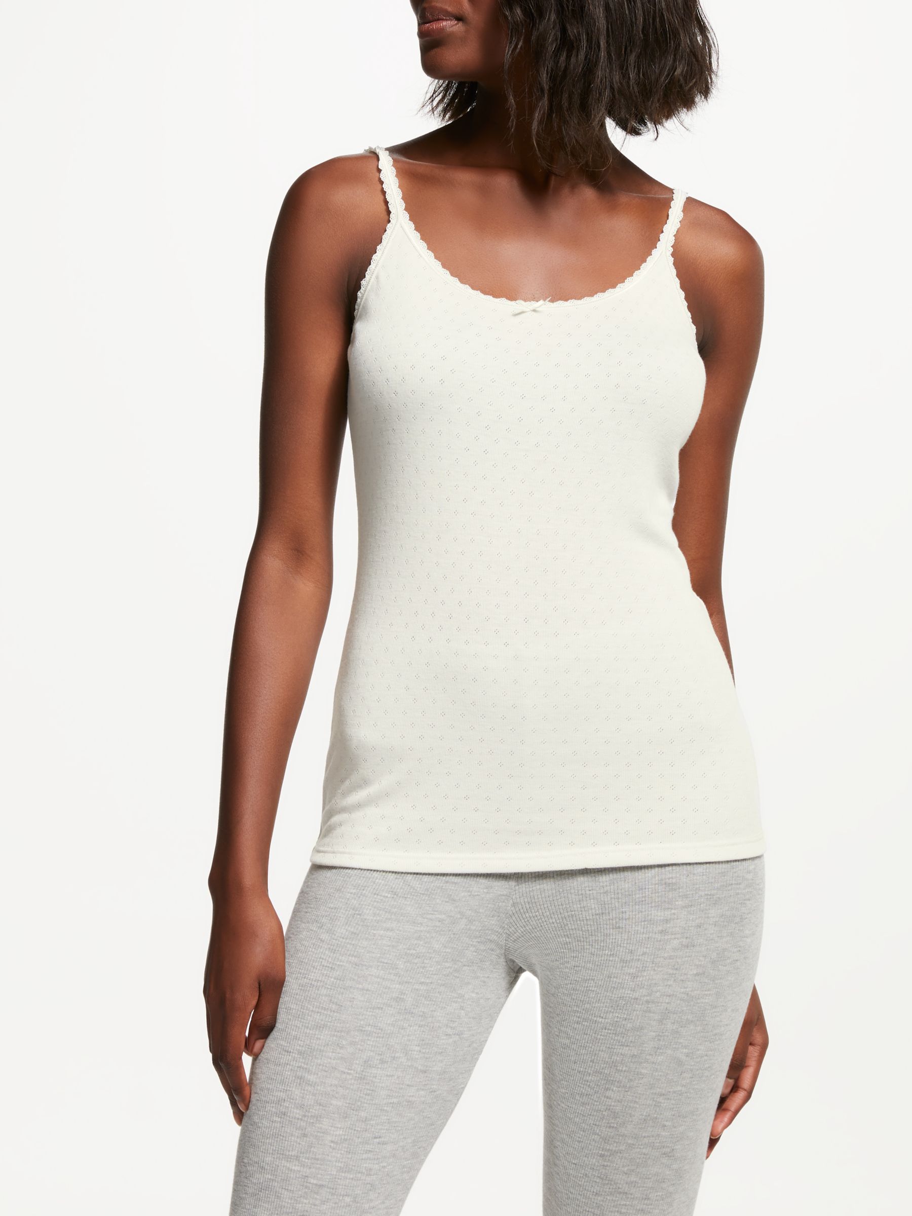 John Lewis Thermal Pointelle Camisole, Ivory at John Lewis & Partners