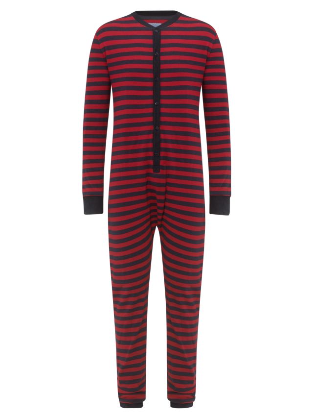 John Lewis Striped Lightweight Onesie Red Navy