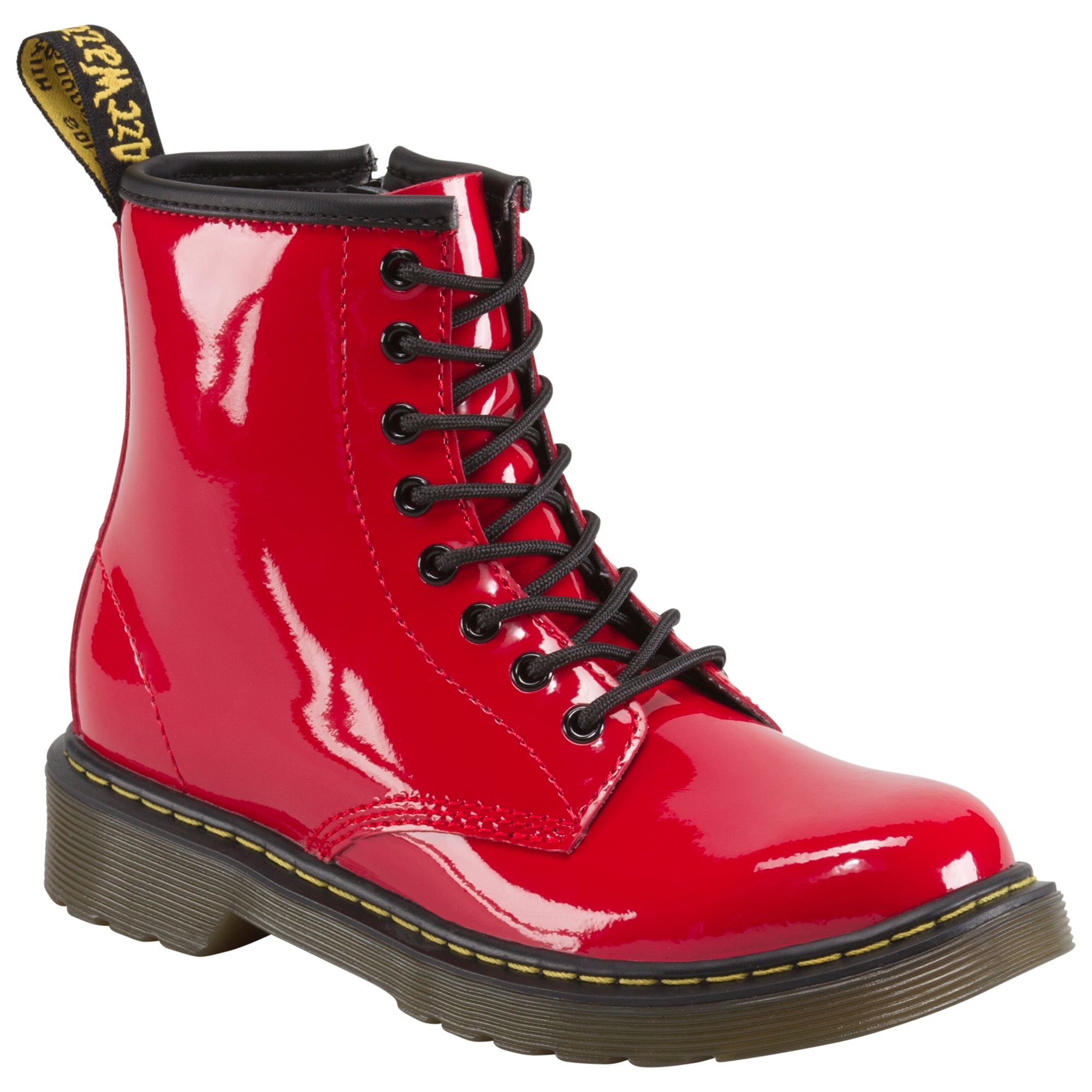 Dr Martens Delaney Patent Boots, Red at 