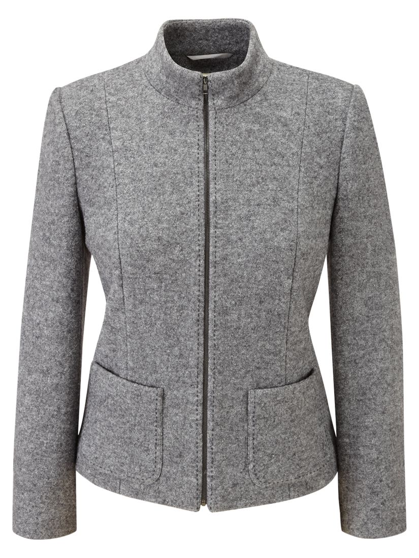 Viyella Boiled Wool Jacket, Melange Grey at John Lewis & Partners