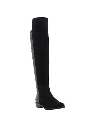 Dune Trish Over the Knee Boots, Black Suede