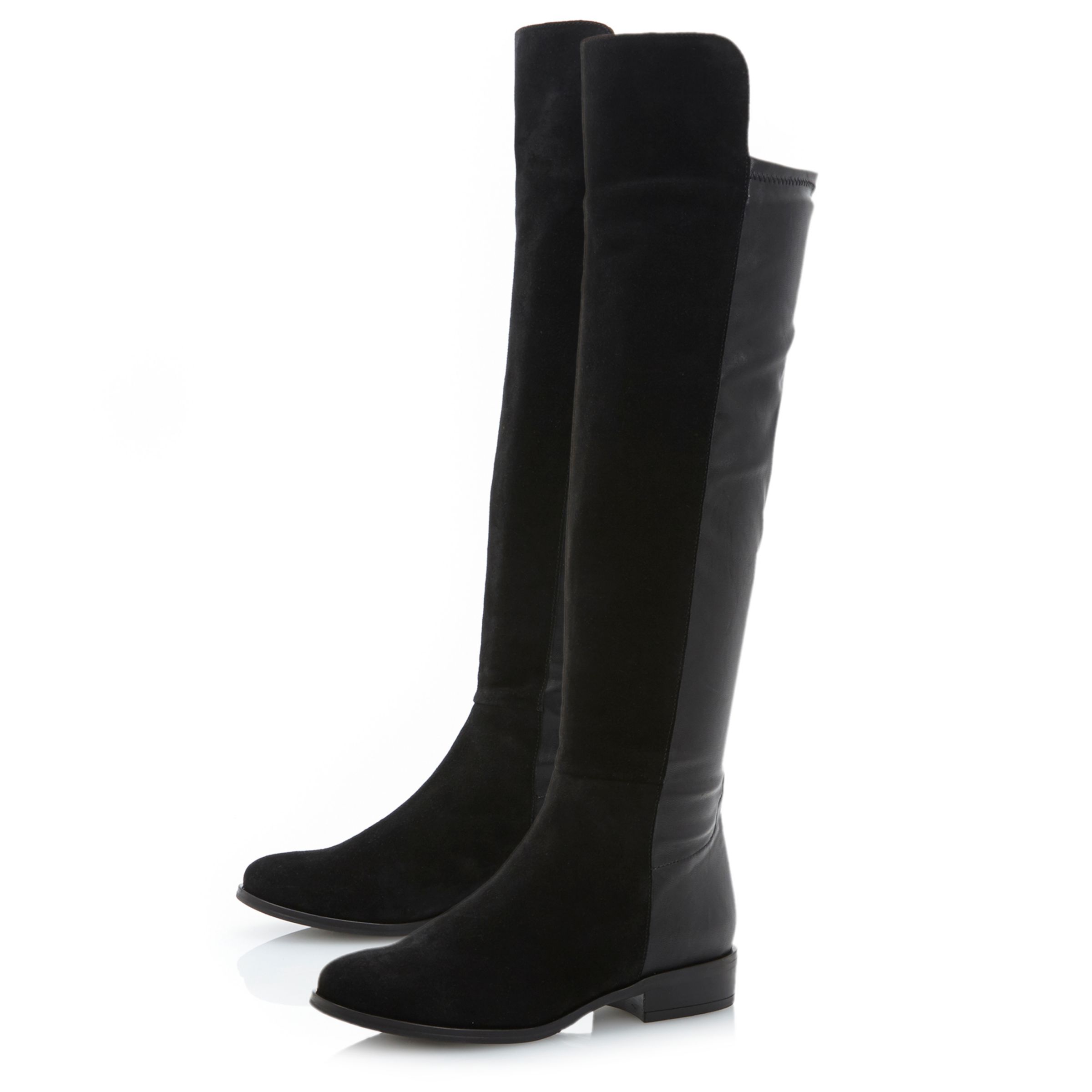 Dune Trish Over the Knee Boots, Black Suede
