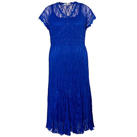 Buy Chesca Crushed Pleat Lace Maxi Dress, Regal Blue | John Lewis