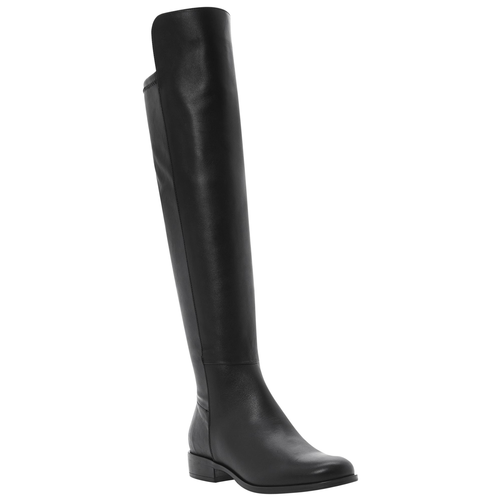 Dune Trish Over The Knee Boots, Black Leather