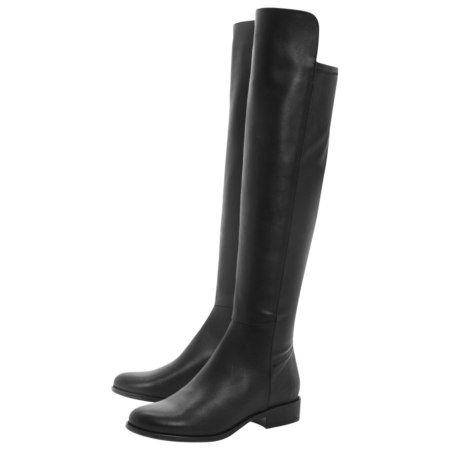 Dune Trish Over The Knee Boots, Black Leather