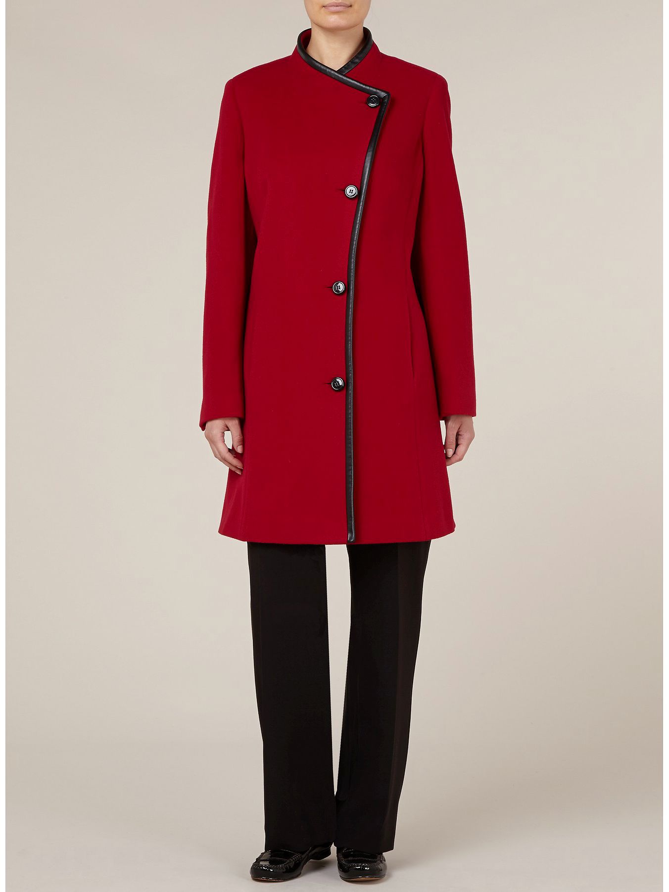 Windsmoor Mid-length Asymmetric Coat, Red at John Lewis & Partners