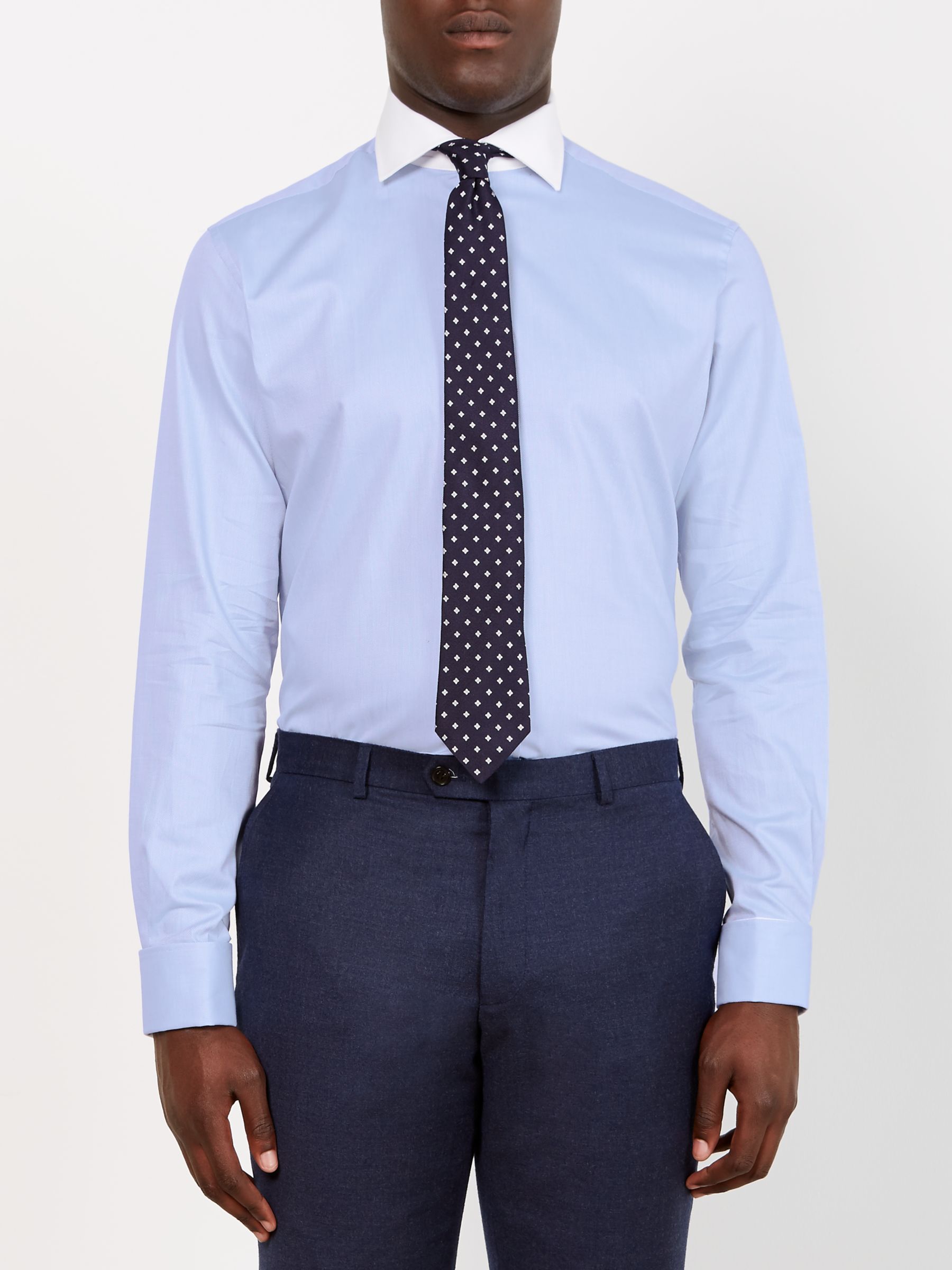 John Lewis Luxury Royal Oxford Winchester Tailored Fit Shirt, Blue at ...