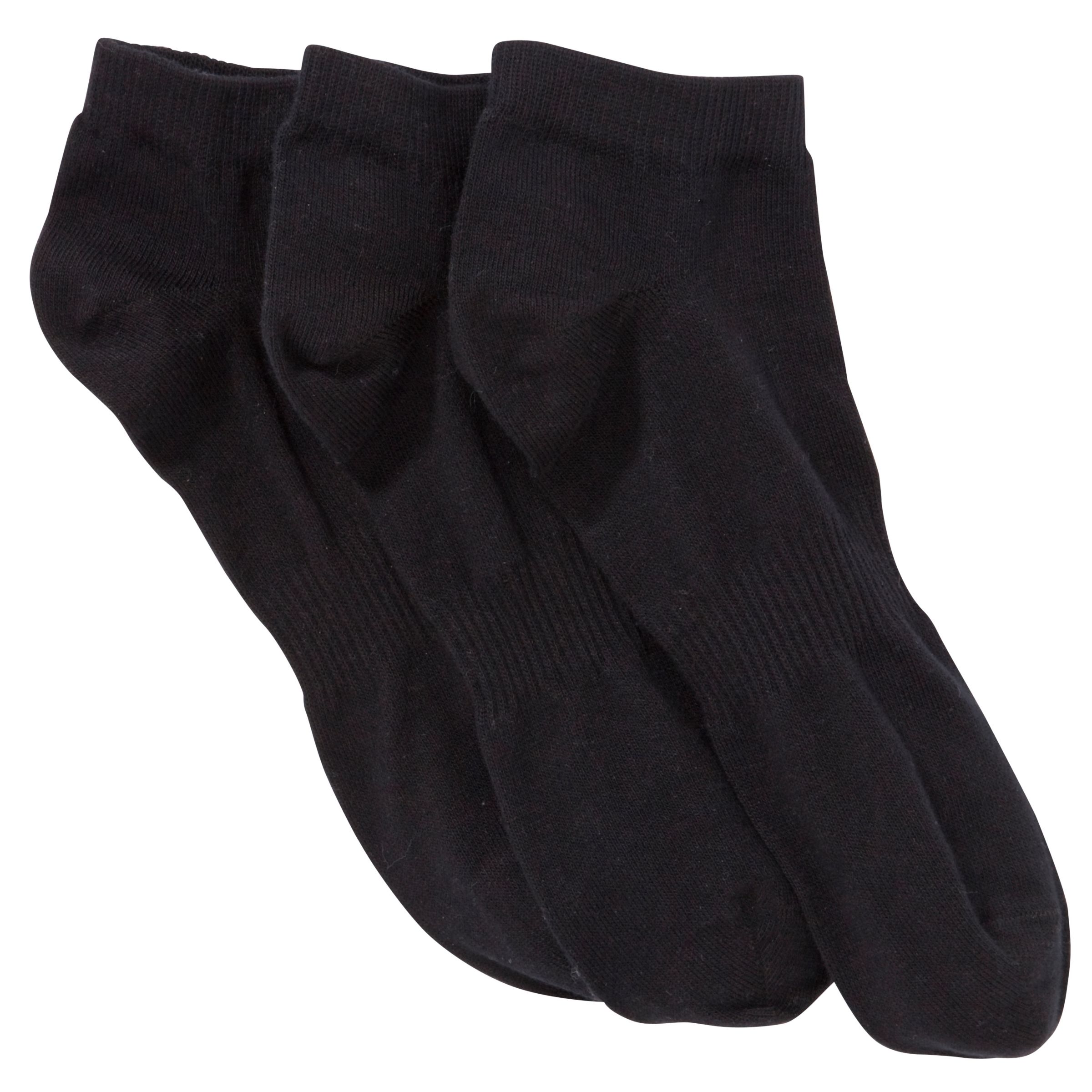 John Lewis & Partners Cotton Trainer Socks, Pack of 3, Black at John ...
