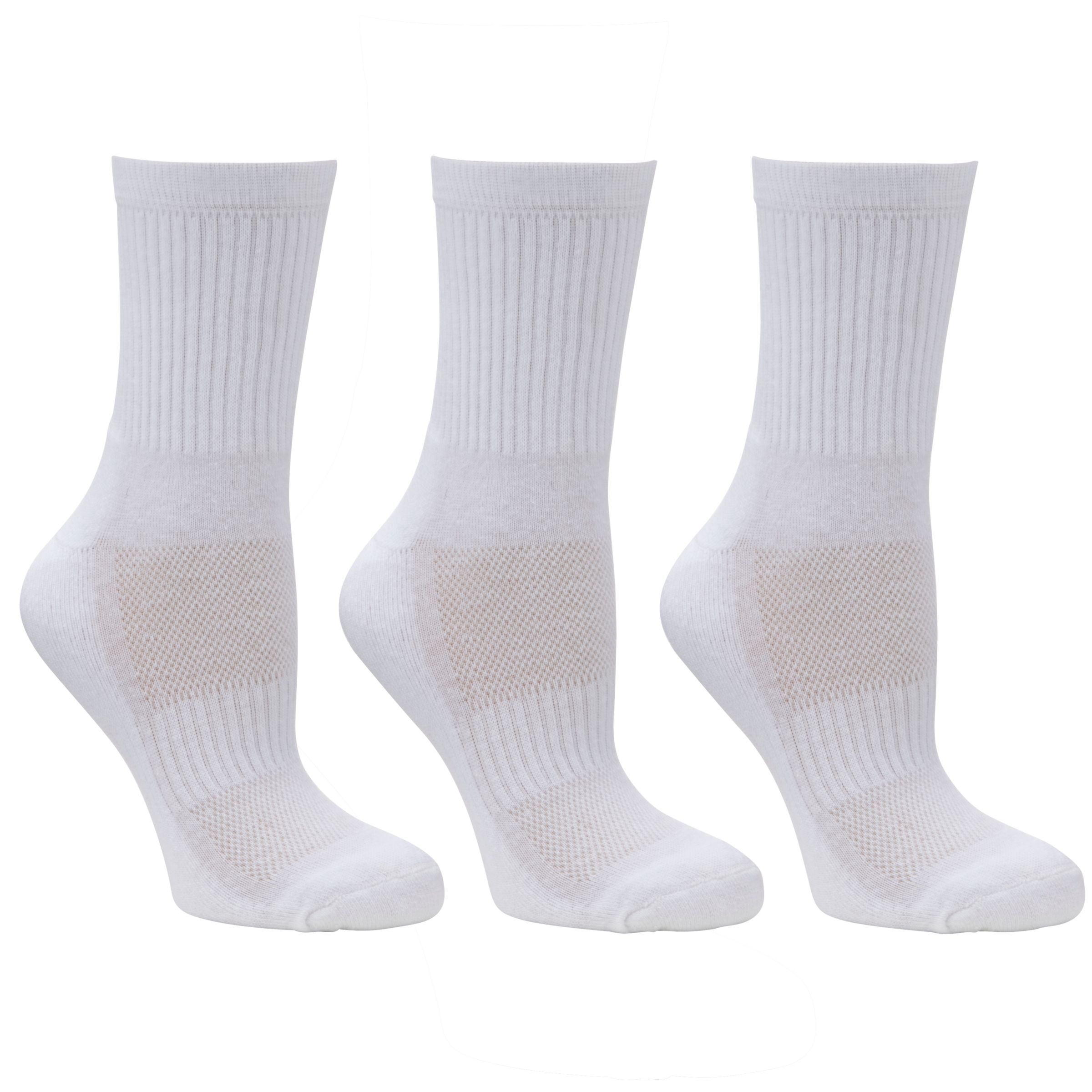John Lewis & Partners Plain Crew Socks, Pack Of 3, White, M