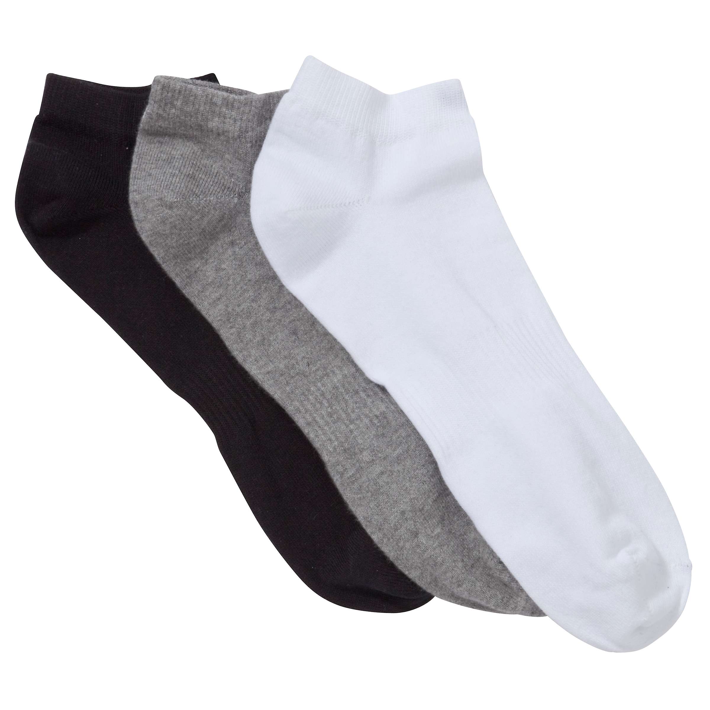 John Lewis Liner Socks, Pack of 3, Black/Grey/White at John Lewis ...