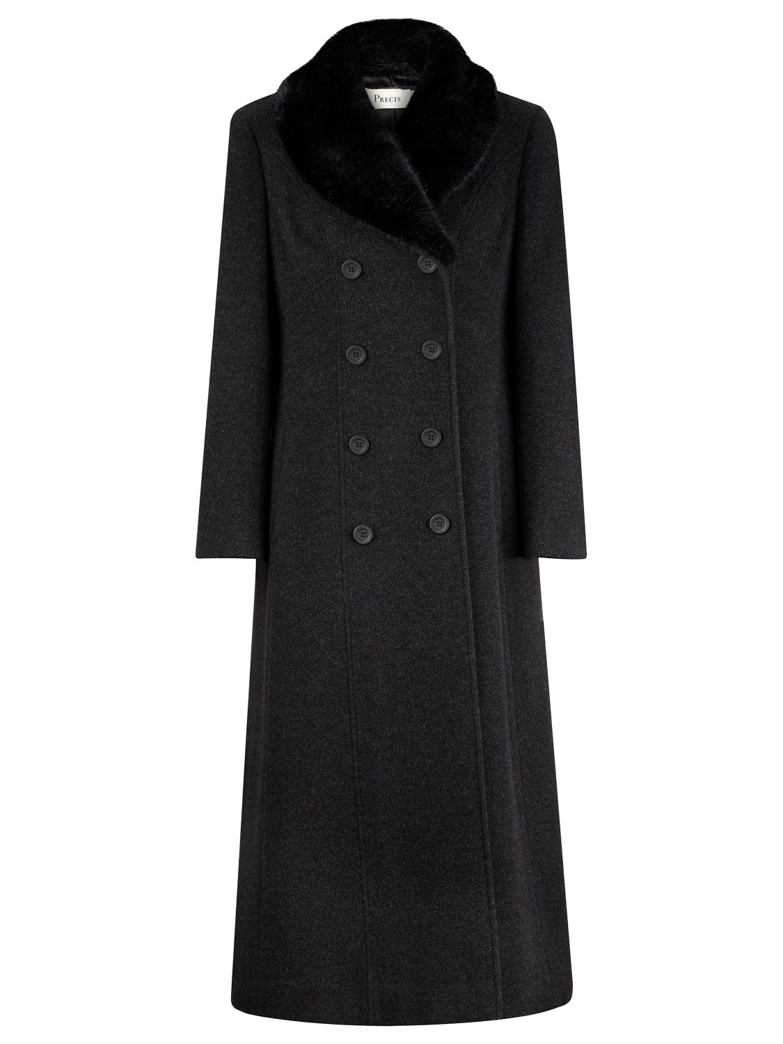 Precis Petite Full Length Wool Coat, Black at John Lewis & Partners