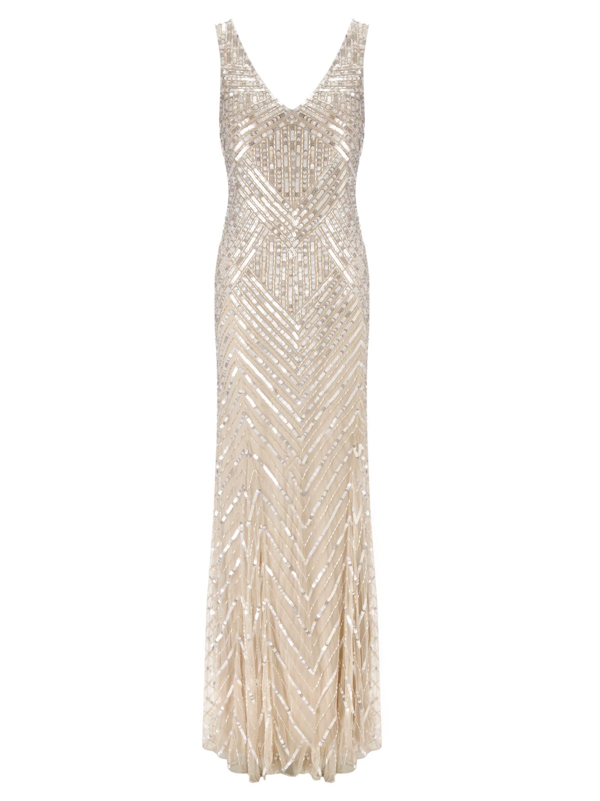 John Lewis Sidney Sequined Dress, Champagne at John Lewis & Partners