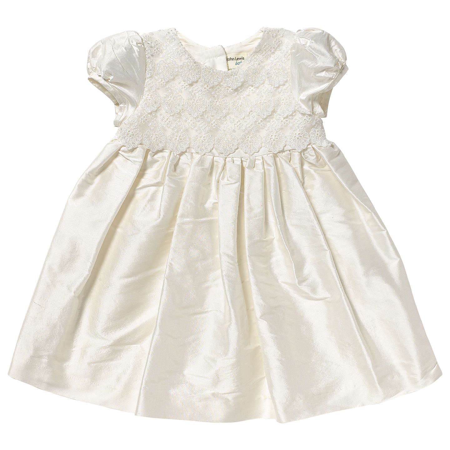 John Lewis Baby Lace Silk Christening Dress, Cream at John Lewis