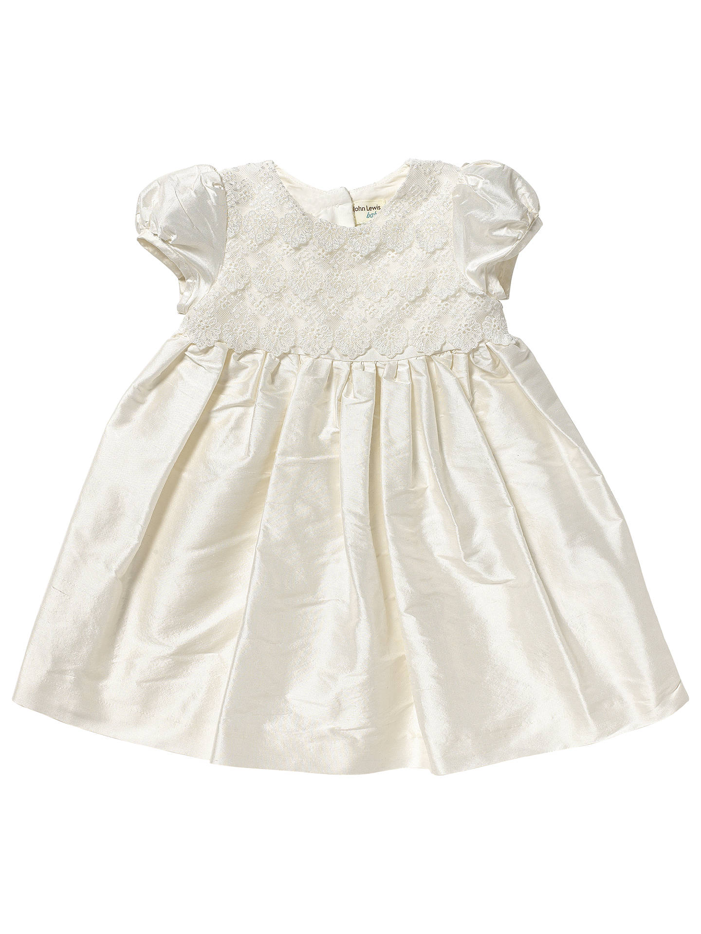 John Lewis Baby Lace Silk Christening Dress, Cream at John Lewis & Partners
