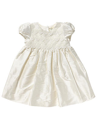 John Lewis & Partners Baby Lace Silk Christening Dress, Cream