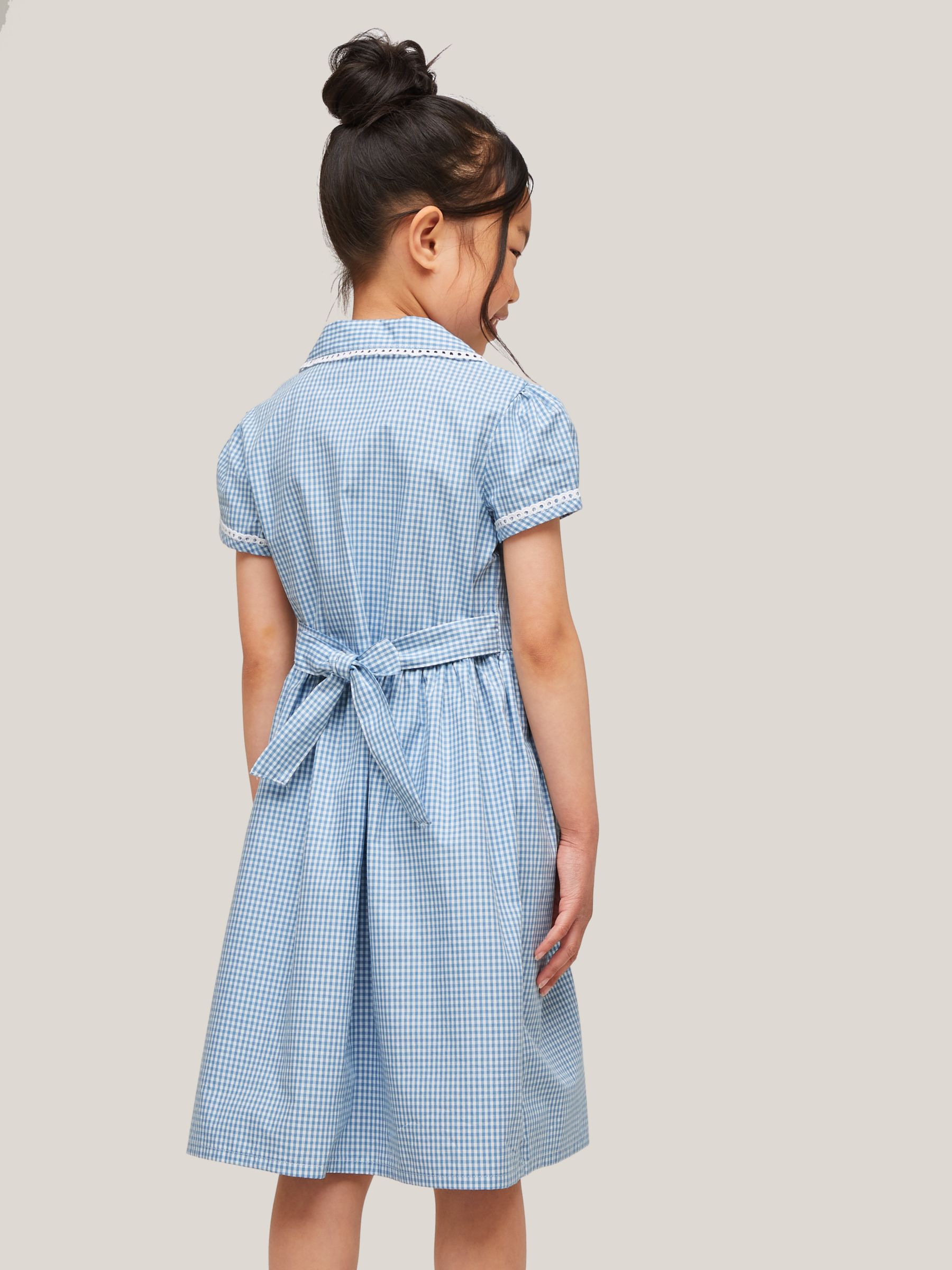 girls blue gingham school dress