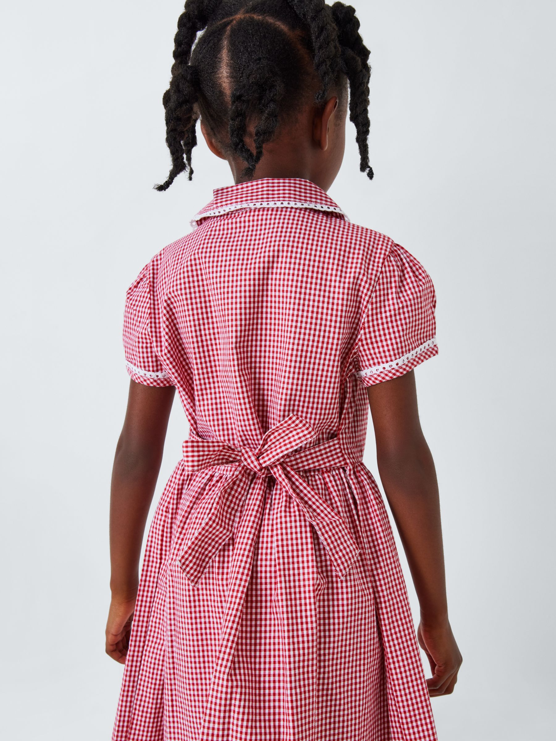 John Lewis Gingham Cotton School Summer Dress, Red, 6 years