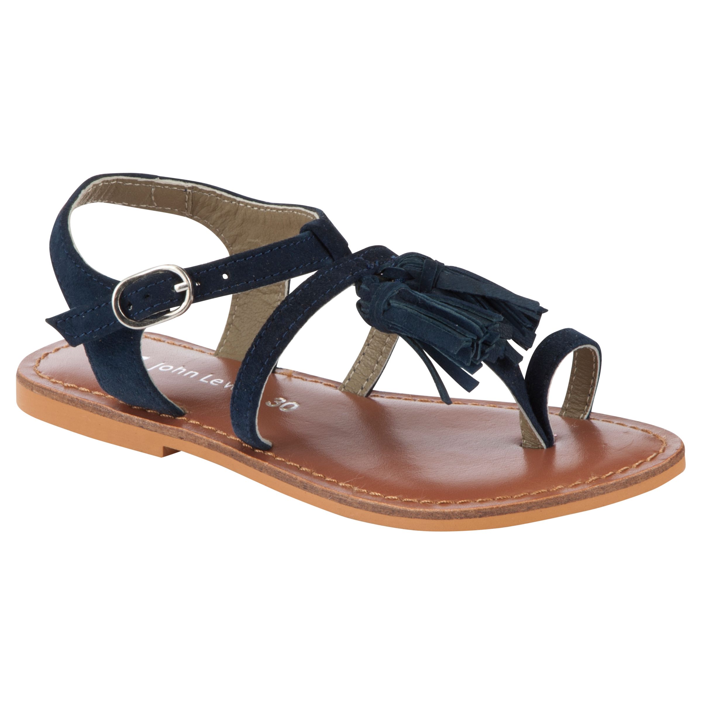 Buy John Lewis Girl Offra Tassel Leather Sandals, Navy Online at ...