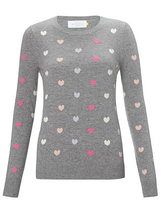 Collection WEEKEND by John Lewis Mini Heart Jumper, Grey/Pink at John ...