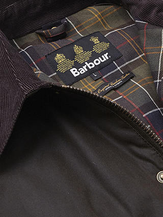 Barbour Ashby Waxed Cotton Field Jacket, Olive at John Lewis & Partners