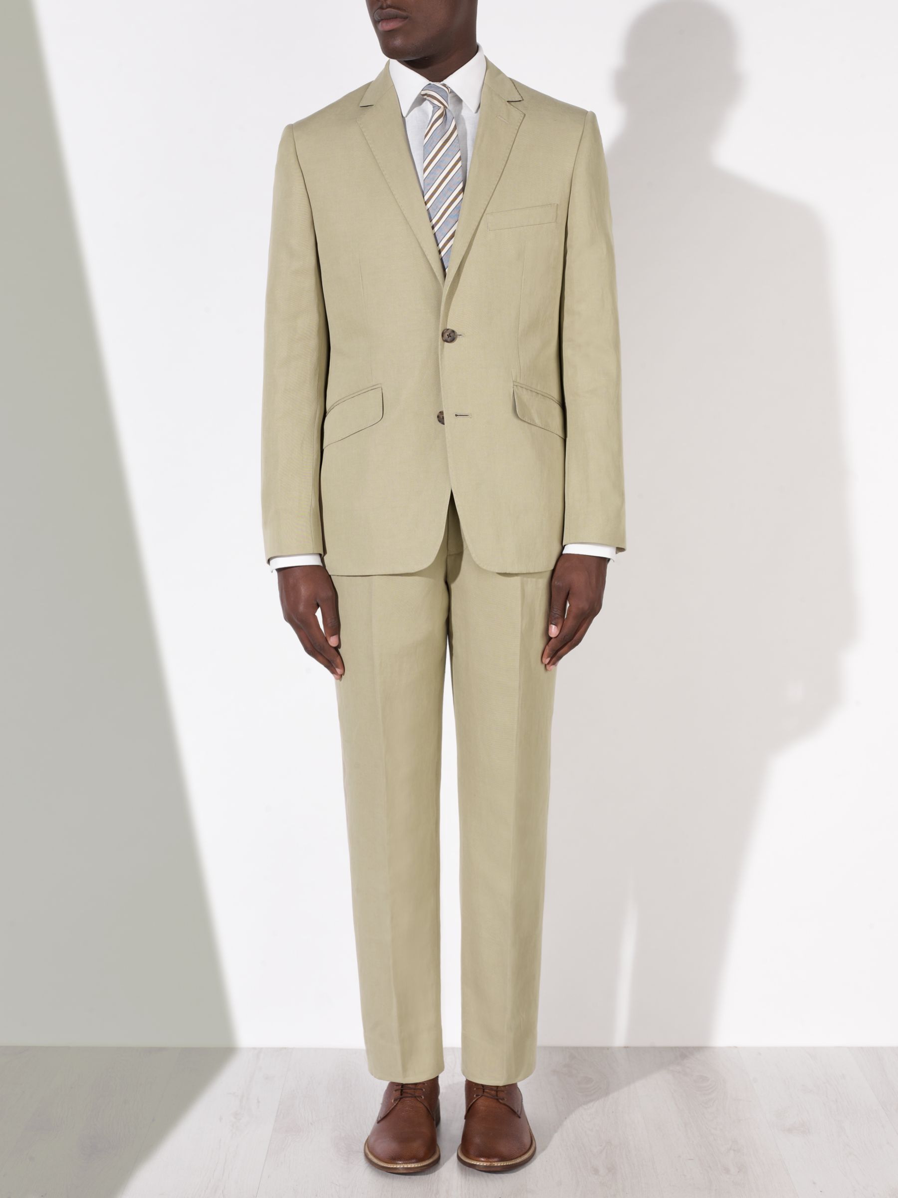 John Lewis Tailored Silk Linen Blend Suit Jacket, Stone at John Lewis ...