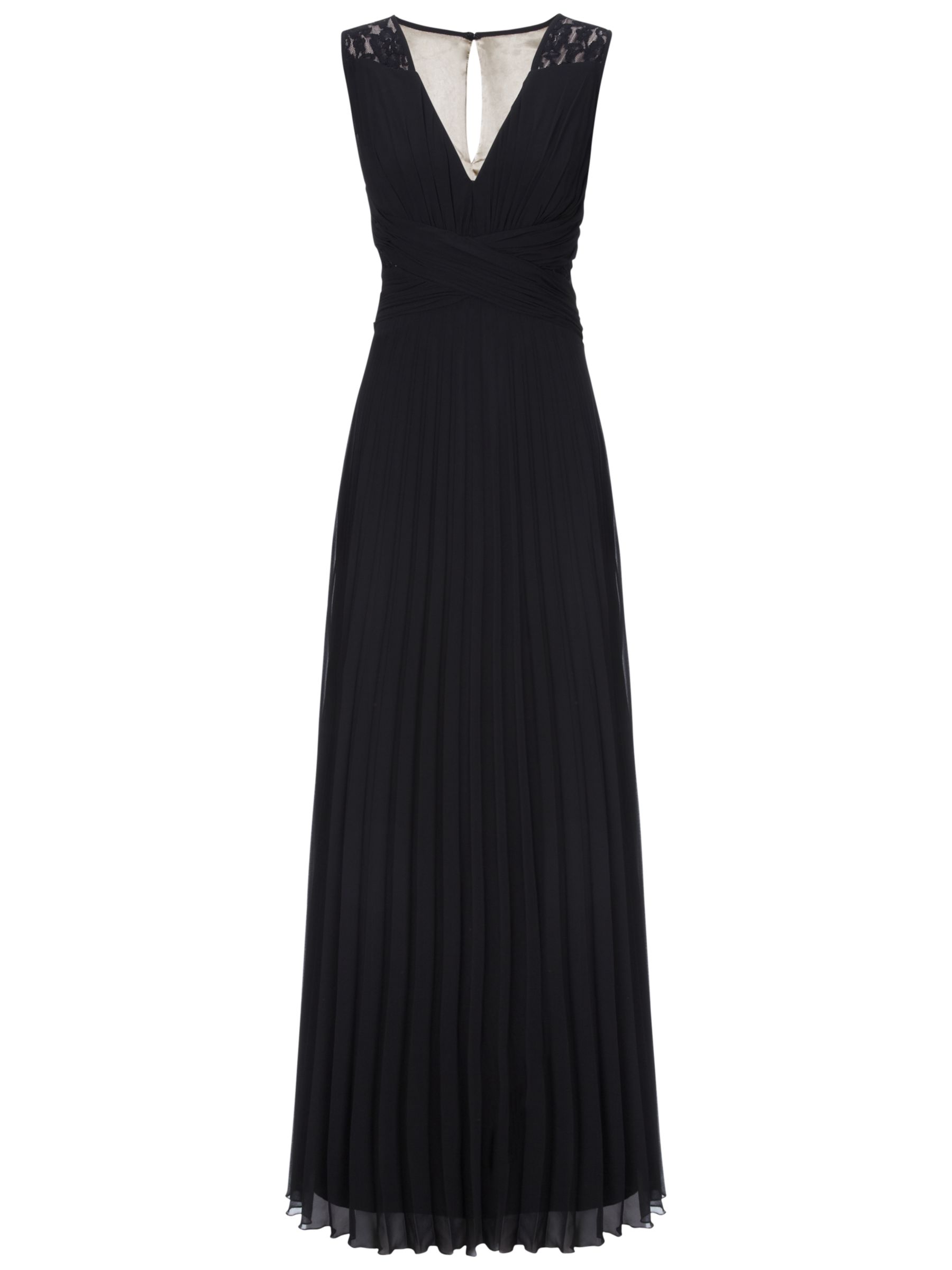 Ariella Lucy Pleated Long Dress, Black