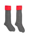 The Prebendal School Socks, Pack of 2, Grey/Red