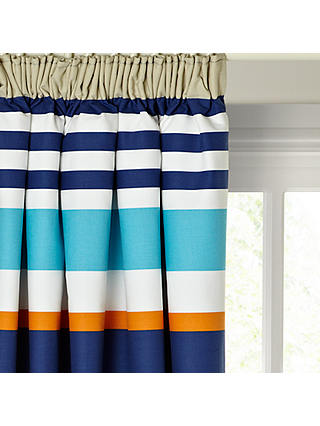 little home at John Lewis Waves & Whales Striped Pencil Pleat Blackout Lined Children's Curtains