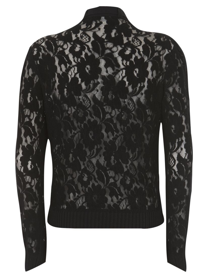 Mint Velvet Wool Lace Biker Cardigan, Black at John Lewis & Partners