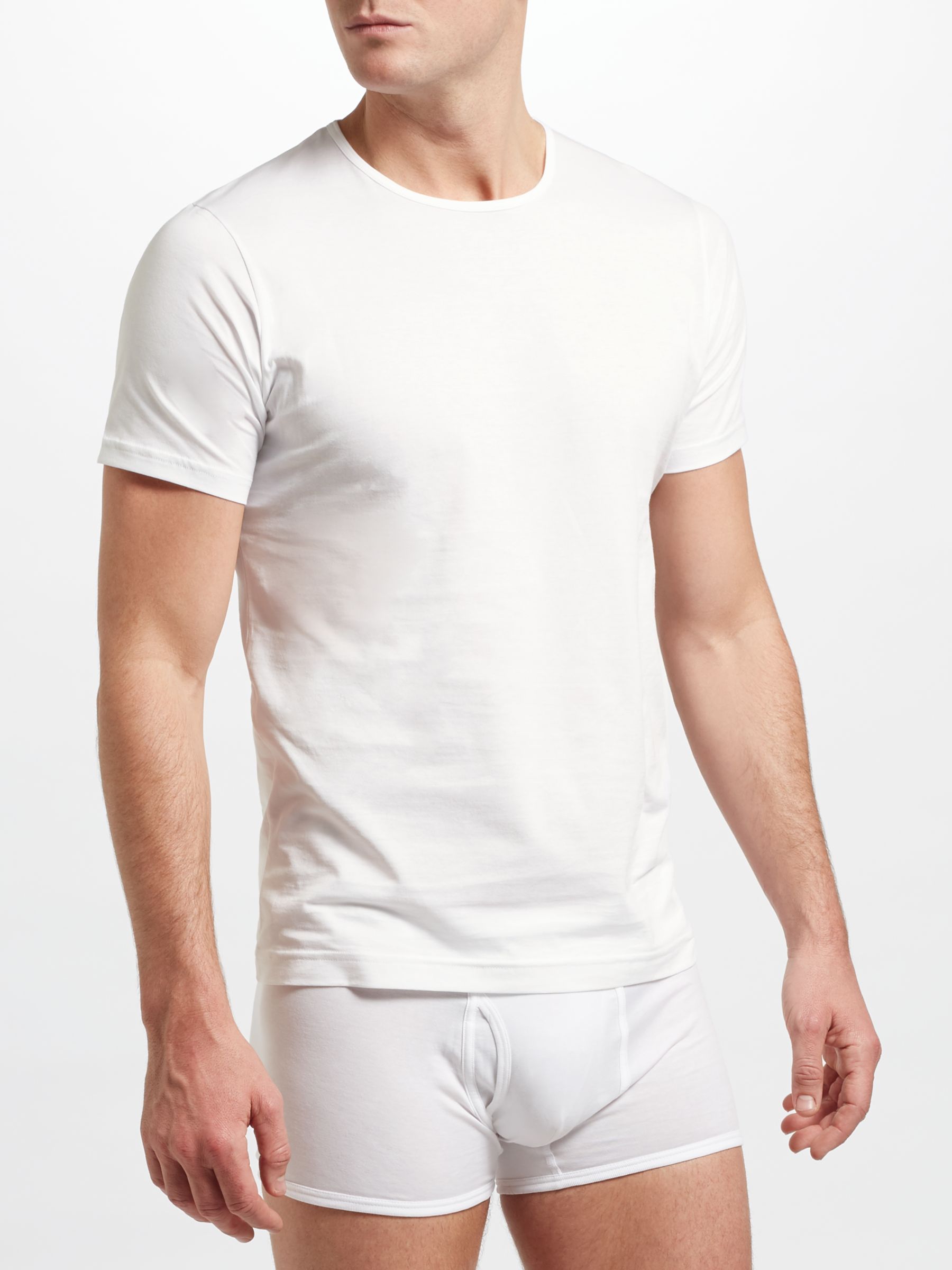 Sunspel Short Sleeve Underwear Crew Neck T-Shirt, White at John Lewis ...