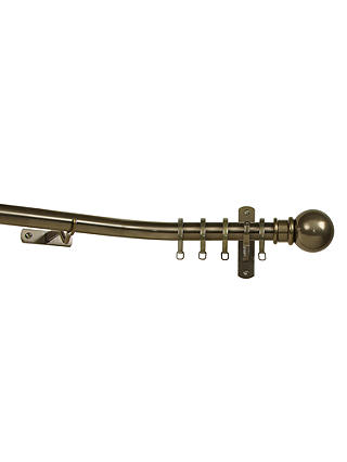 John Lewis Made to Measure Classic Bay Bend Curtain Pole, Ball Finial